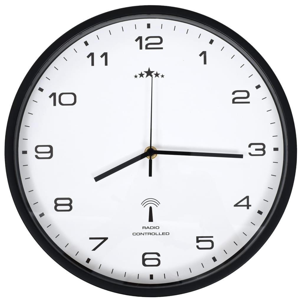 Reloj radiocontrol de pared cuarzo blanco y negro 31 cm
