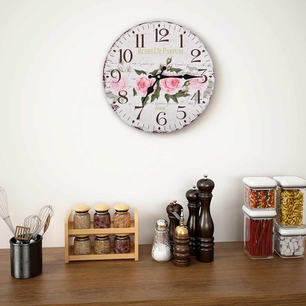 Reloj de pared vintage con flores