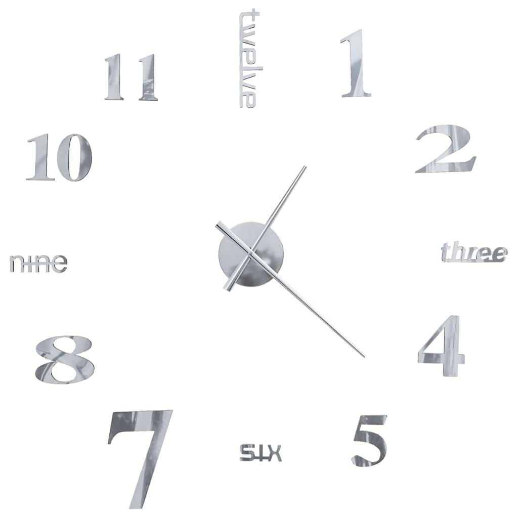 Reloj de pared 3D de diseño moderno 100 cm XXL plateado