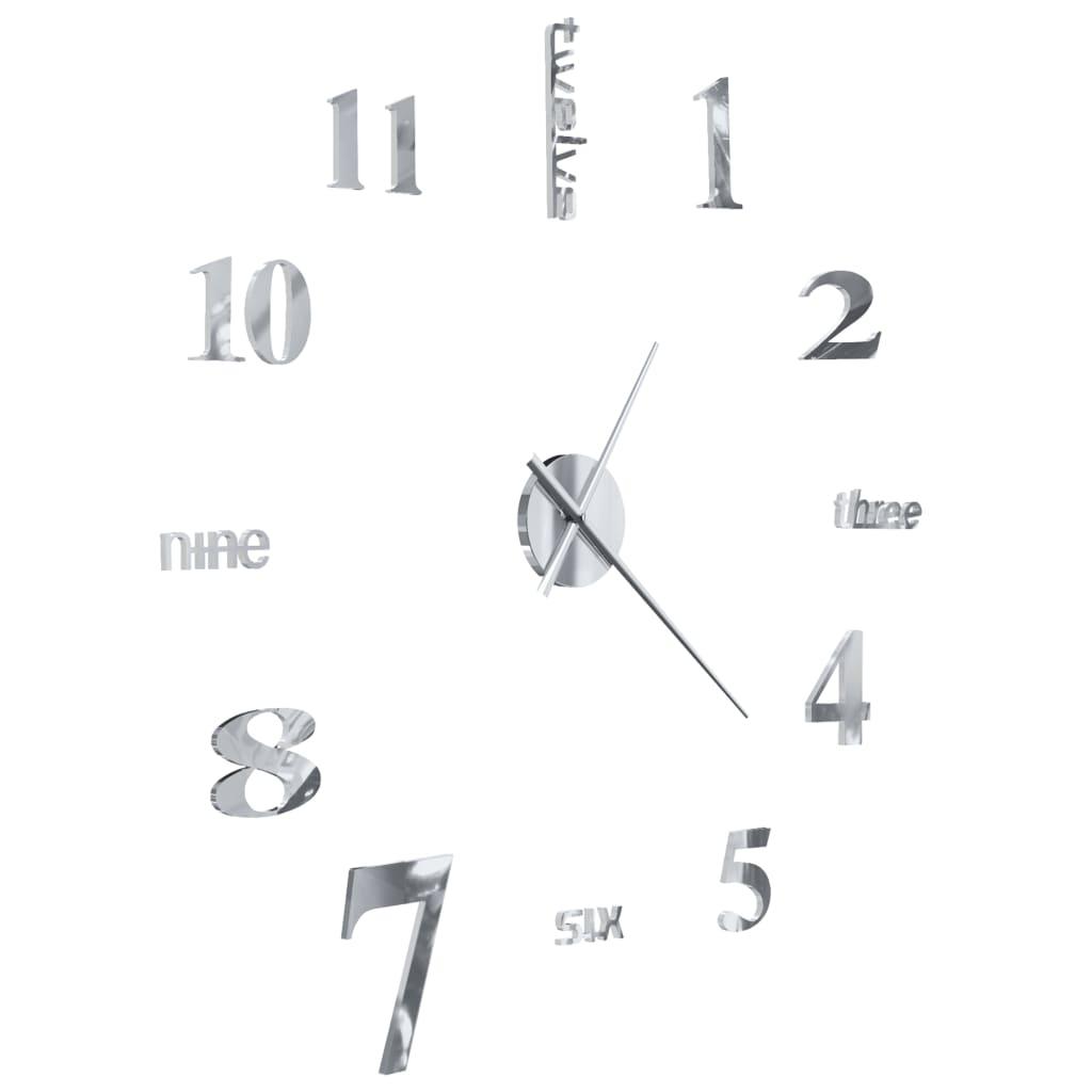 Reloj de pared 3D de diseño moderno 100 cm XXL plateado