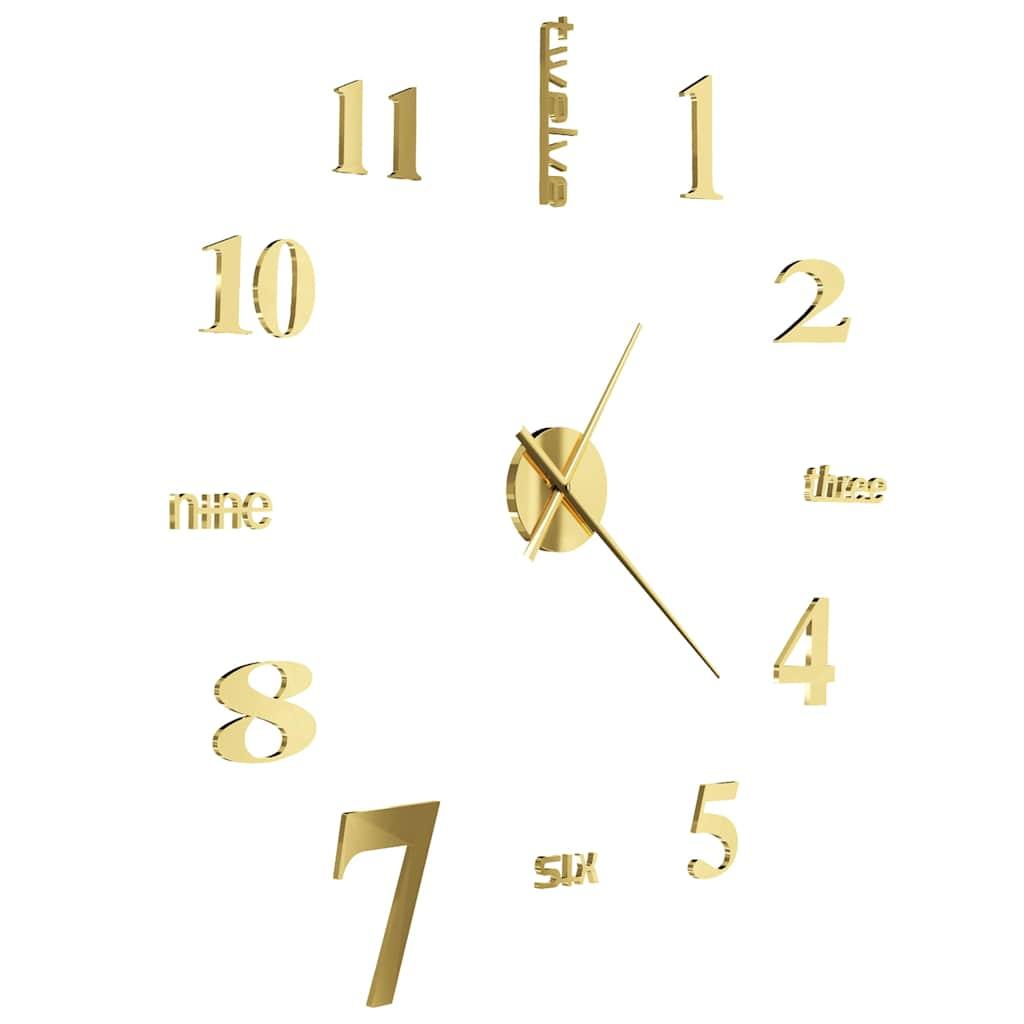 Reloj 3D de pared con diseño moderno 100 cm XXL dorado