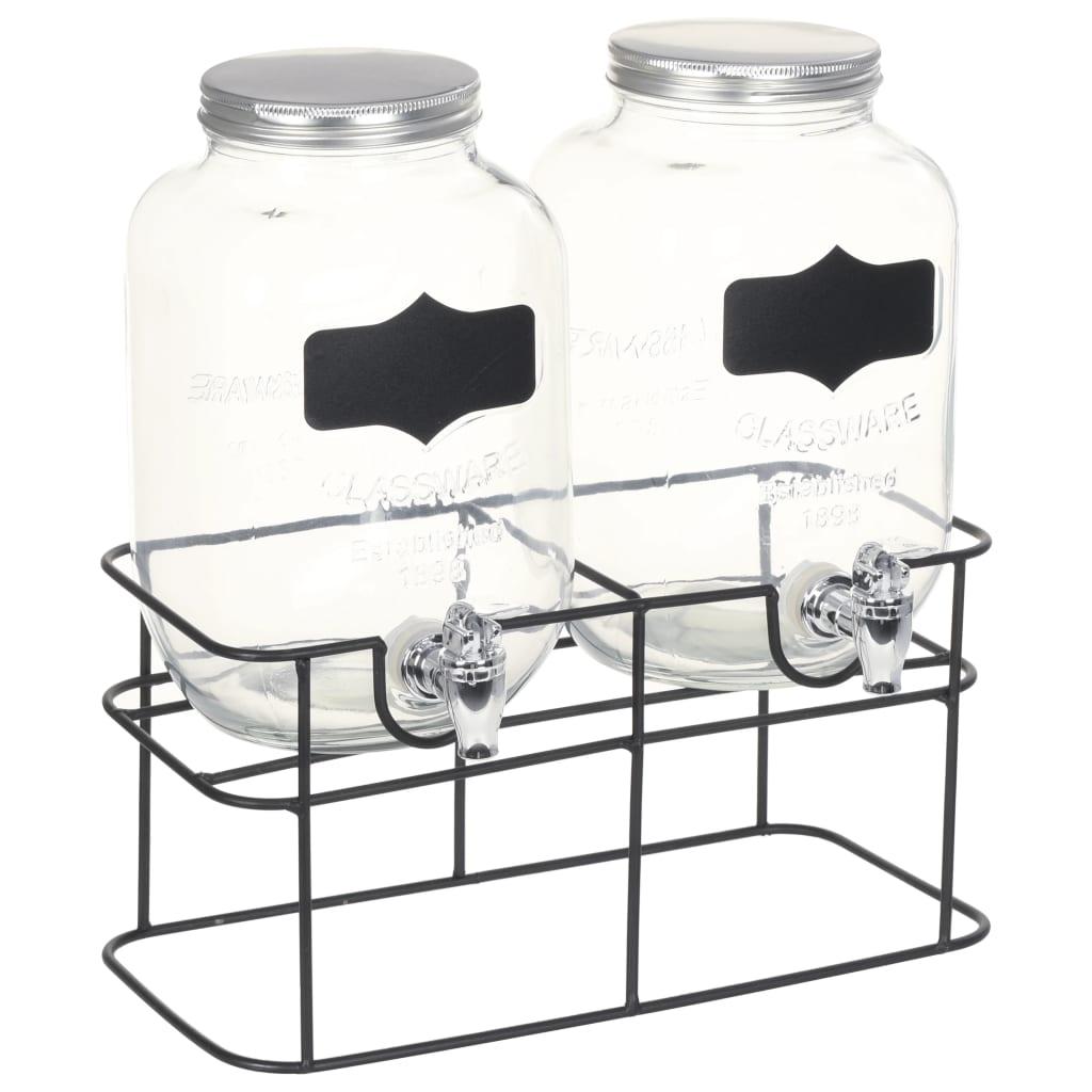 Dispensadores de bebida con soporte 2 unidades vidrio 2 x 4 L