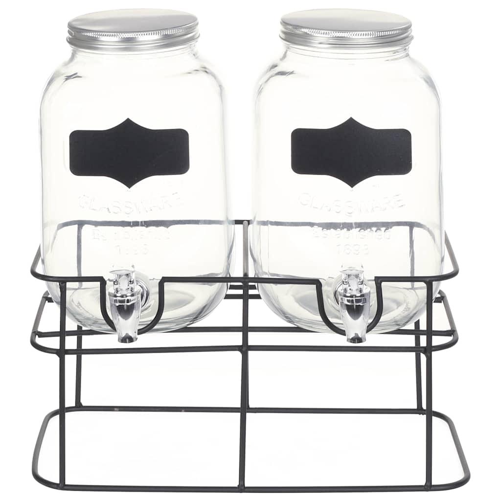 Dispensadores de bebida con soporte 2 unidades vidrio 2 x 4 L