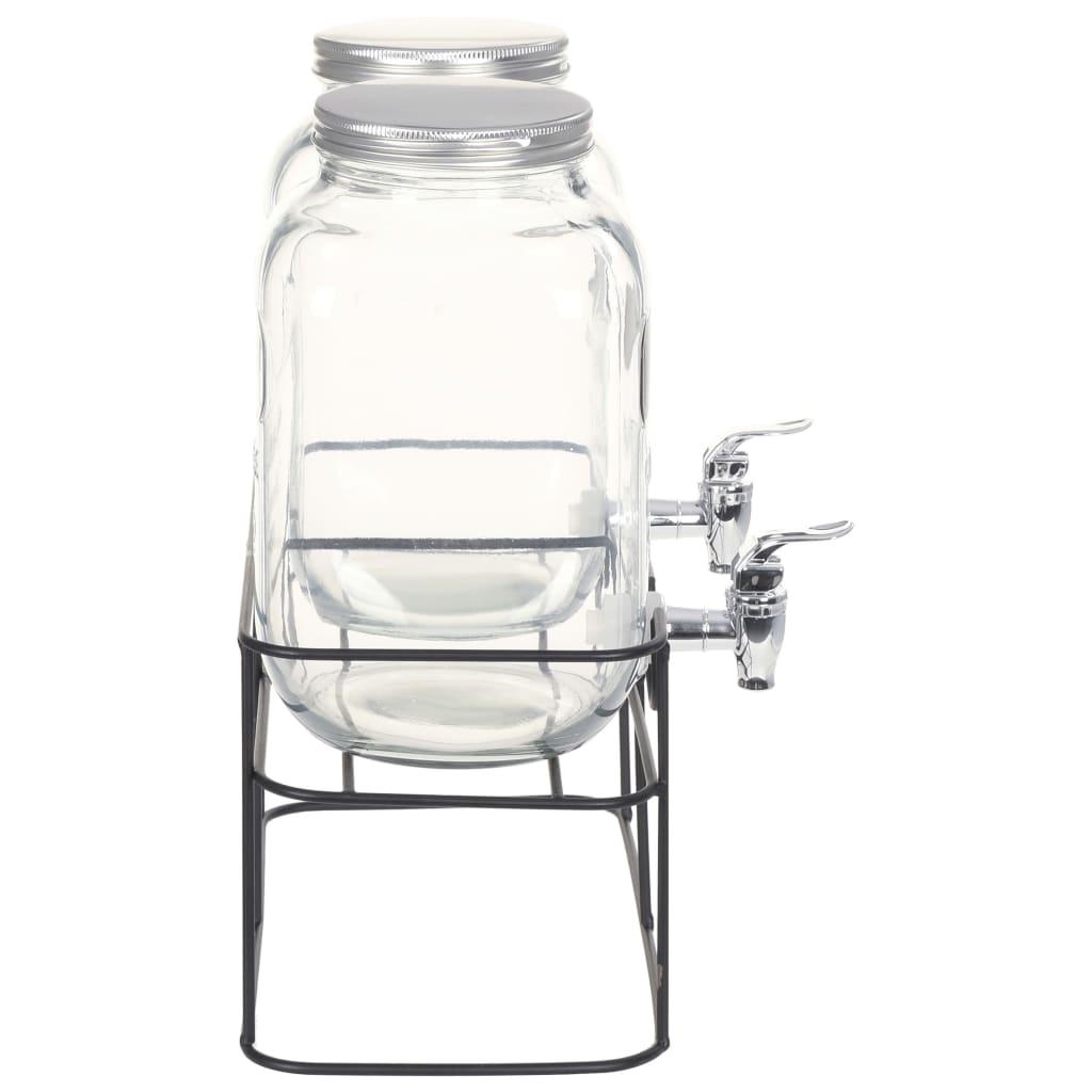 Dispensadores de bebida con soporte 2 unidades vidrio 2 x 4 L