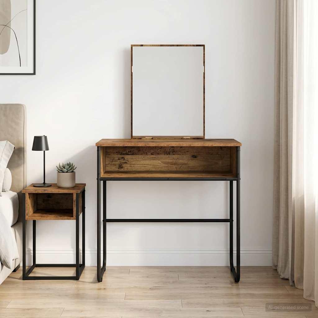 Mesa Tocador con estante Madera envejecida 81 x 40 x 131 cm