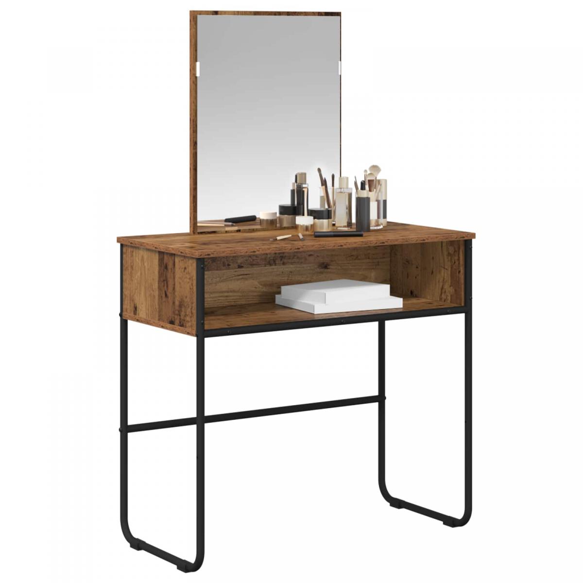 Mesa Tocador con estante Madera envejecida 81 x 40 x 131 cm