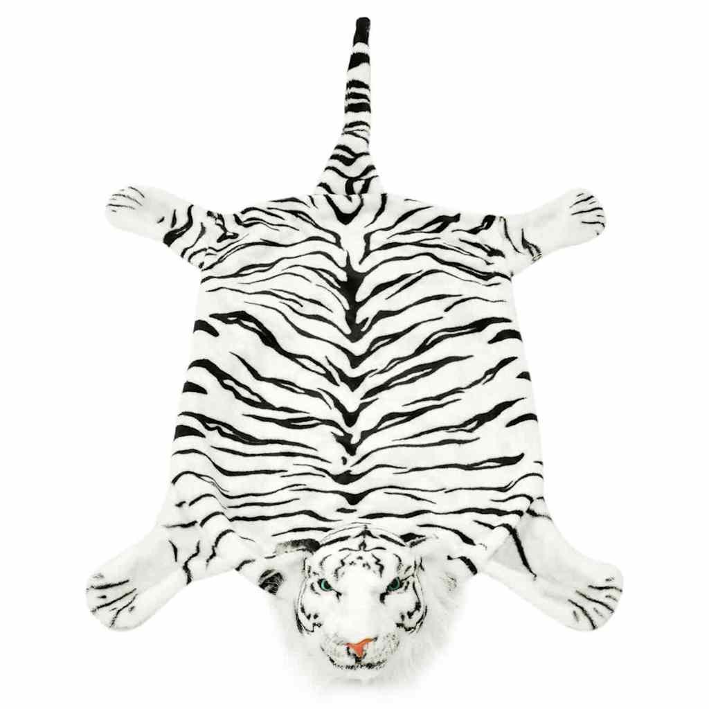 Alfombra afelpada de tigre 144 cm blanca