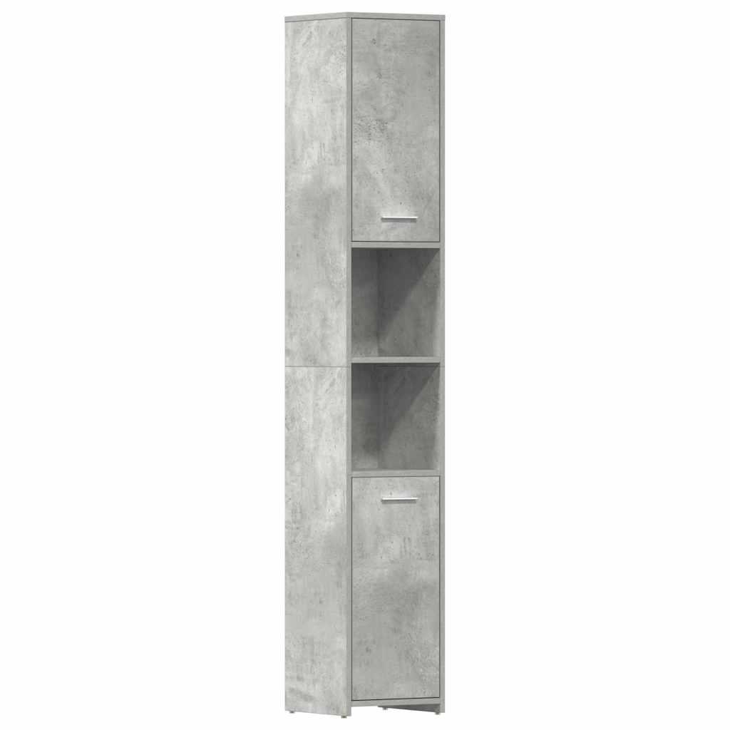 Armario de baño madera contrachapada gris hormigón 30x30x100 cm