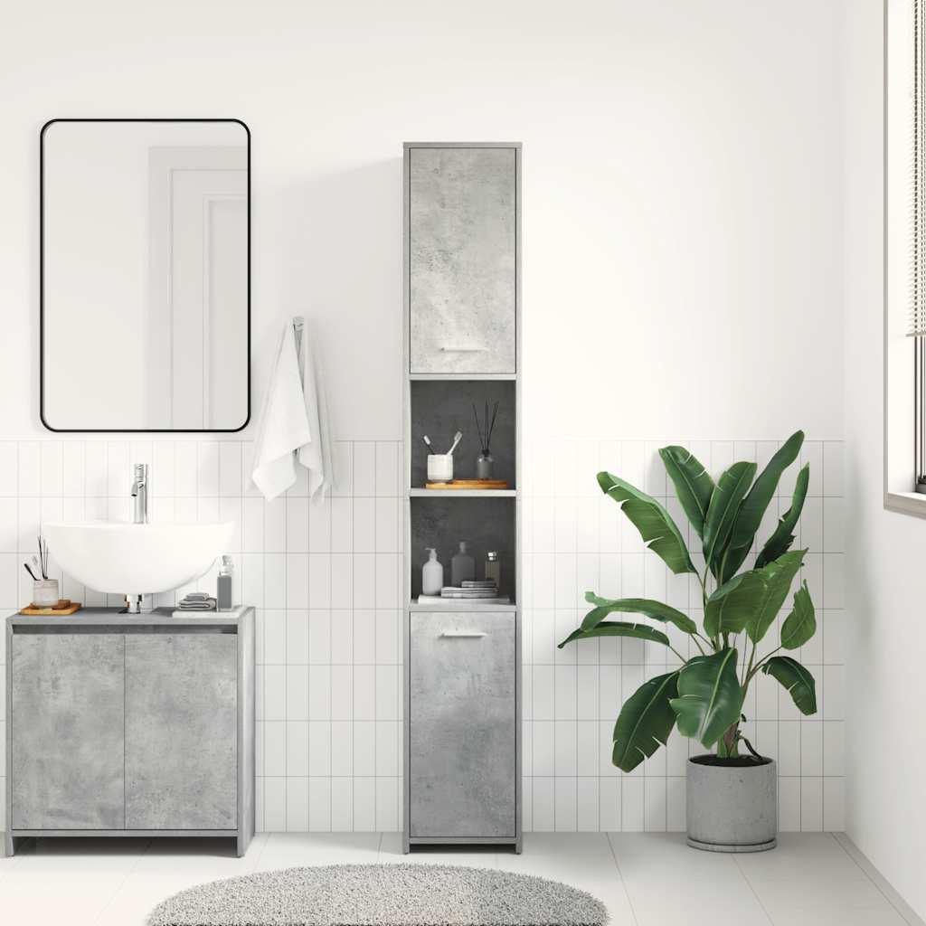 Armario de baño madera contrachapada gris hormigón 30x30x100 cm