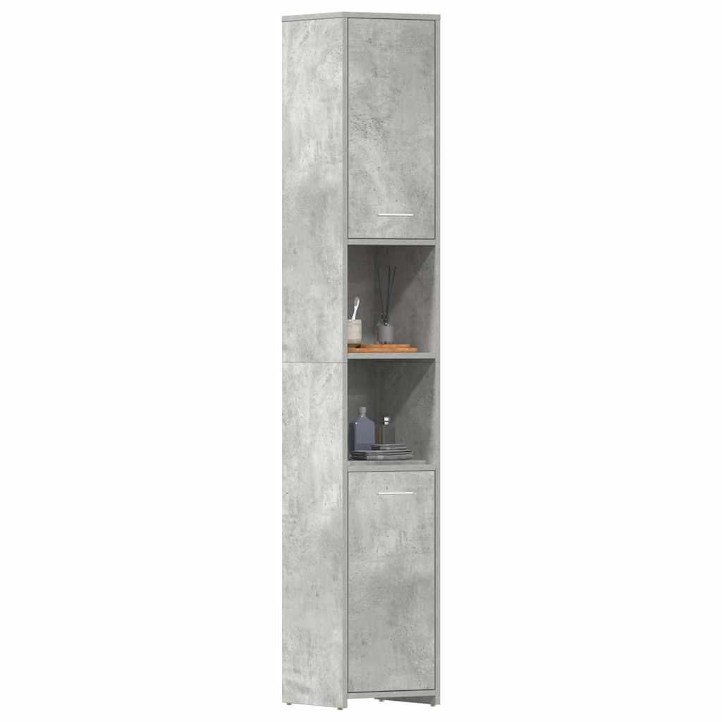 Armario de baño madera contrachapada gris hormigón 30x30x100 cm