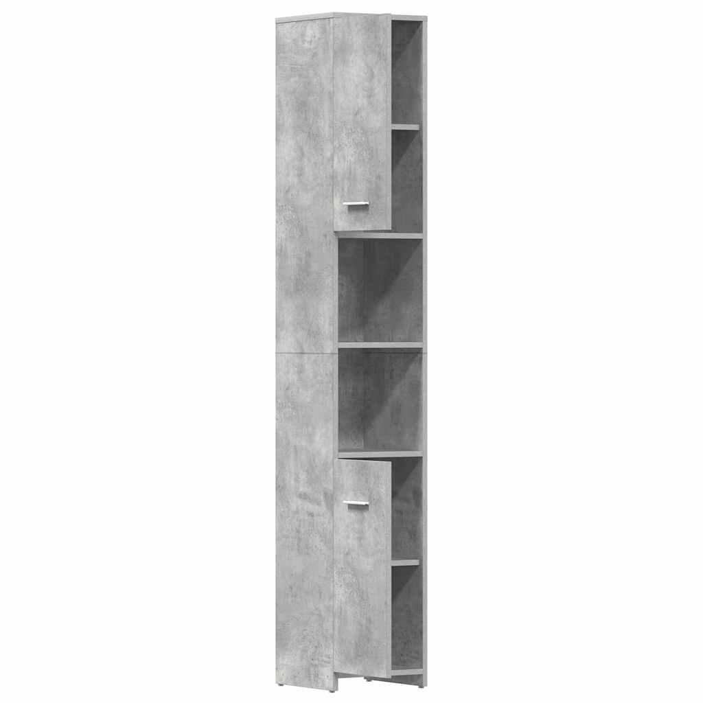 Armario de baño madera contrachapada gris hormigón 30x30x100 cm