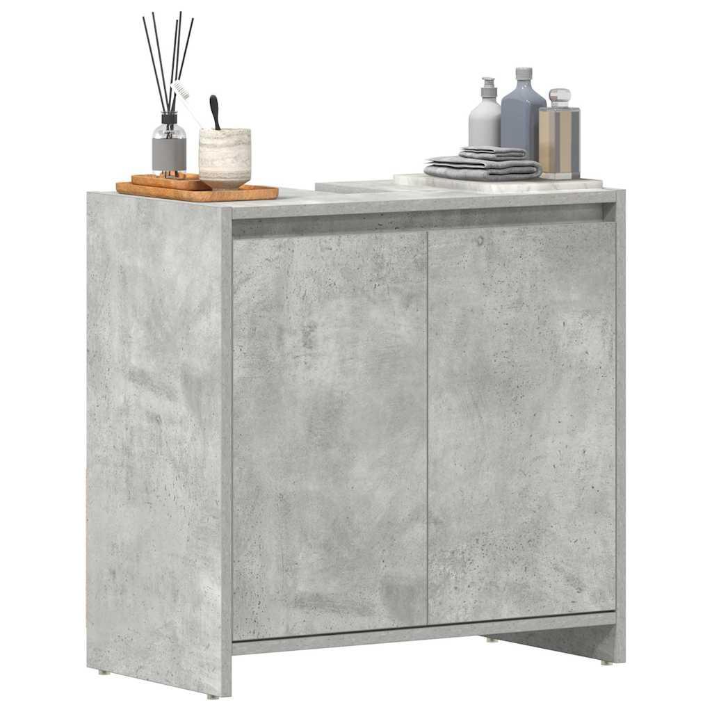 Armario de baño madera contrachapada gris hormigón 30x30x100 cm