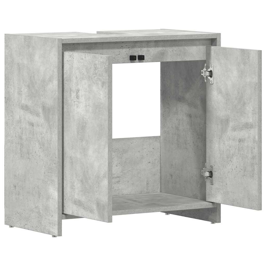 Armario de baño madera contrachapada gris hormigón 30x30x100 cm