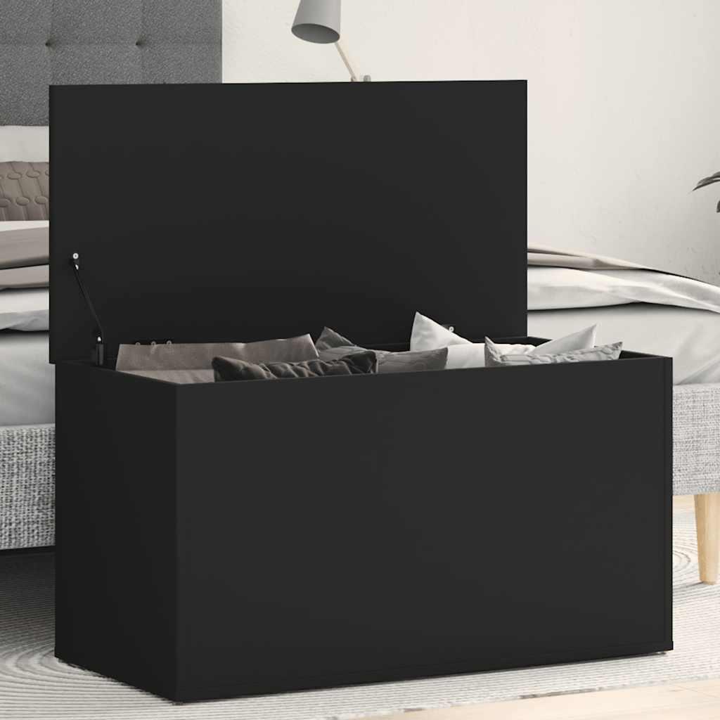 Baúl de almacenamiento madera contrachapada blanco 84x42x46 cm