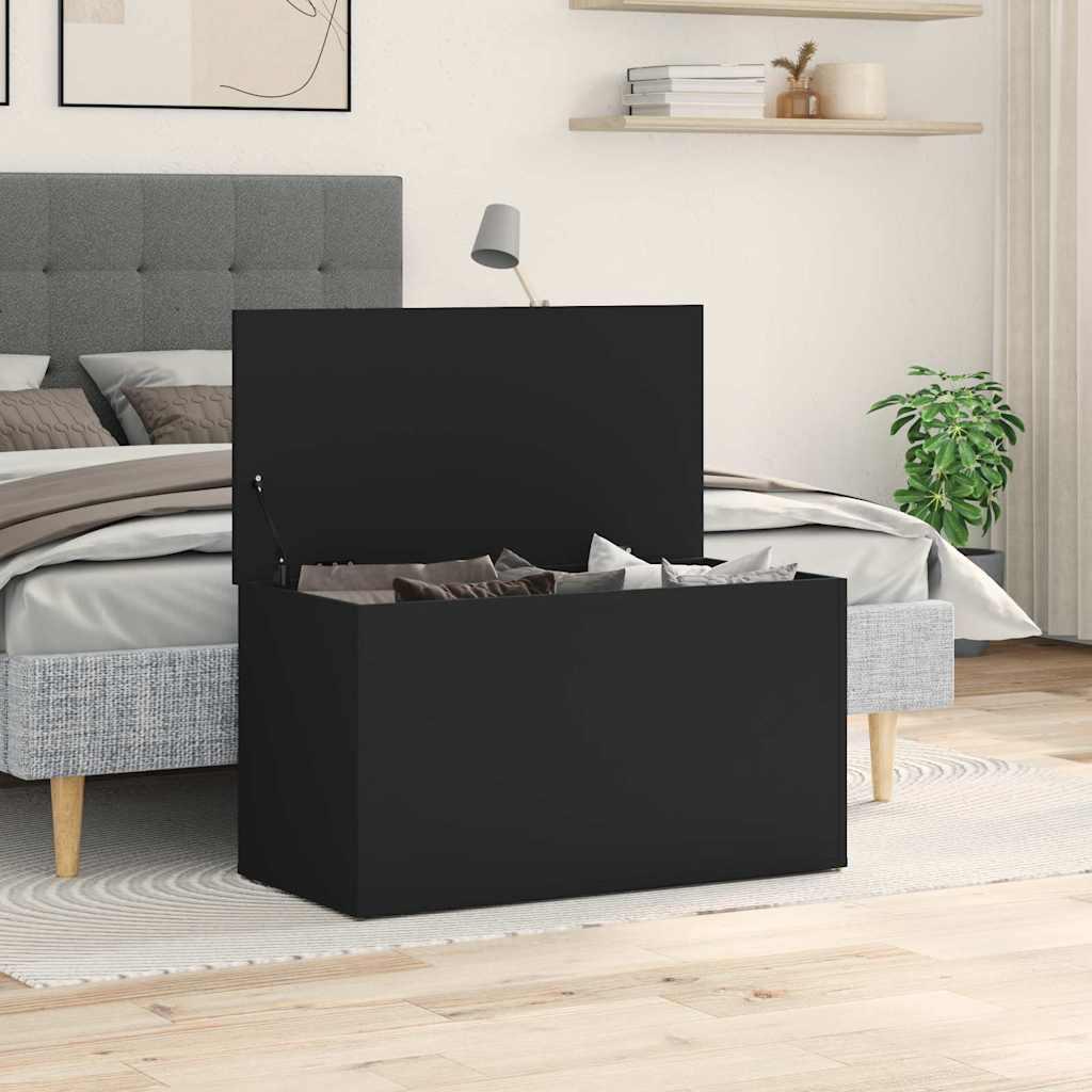 Baúl de almacenamiento madera contrachapada blanco 84x42x46 cm