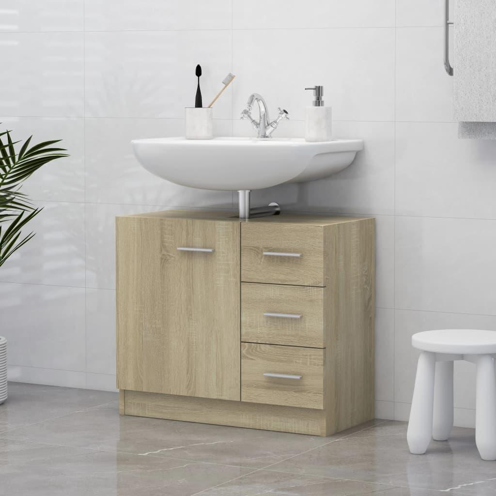 Armario para lavabo madera contrachapada gris Sonoma 63x30x54cm