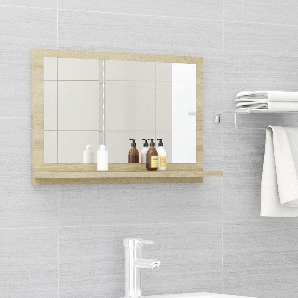 Espejo de baño madera contrachapada roble ahumado 60x10,5x45 cm