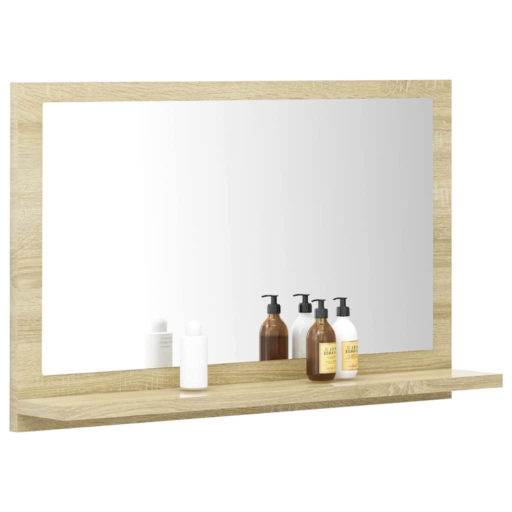 Espejo de baño madera contrachapada roble ahumado 60x10,5x45 cm