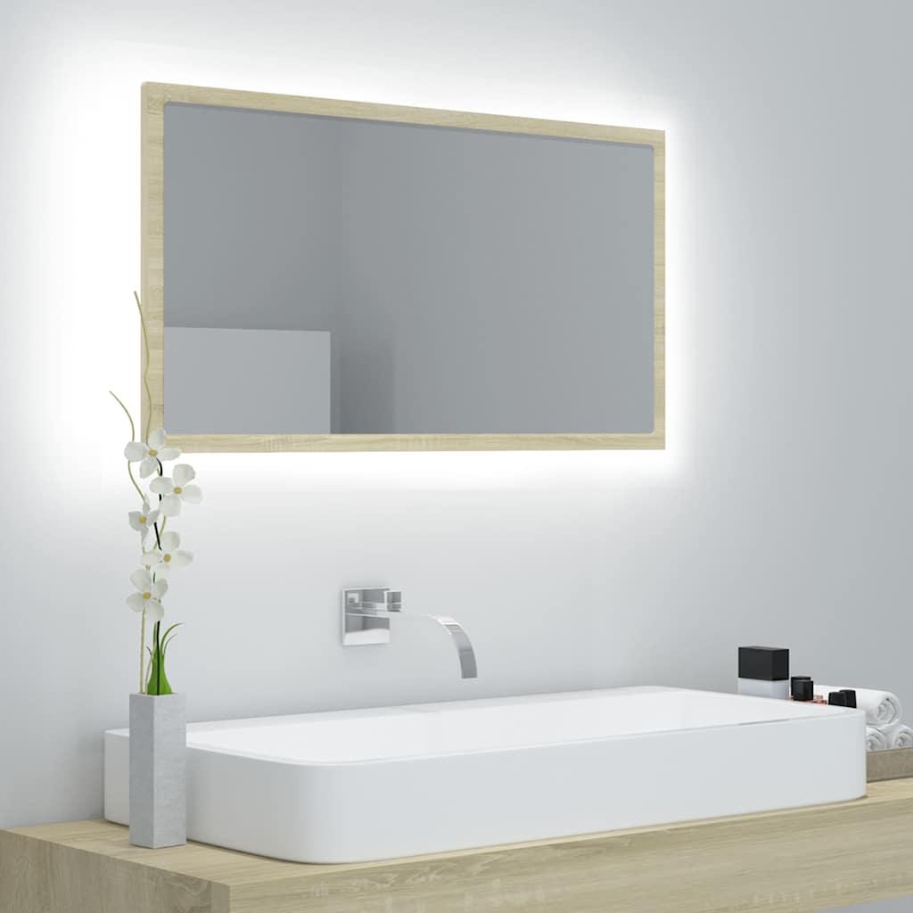 Espejo de baño acrílico color roble Sonoma 40x8,5x37 cm