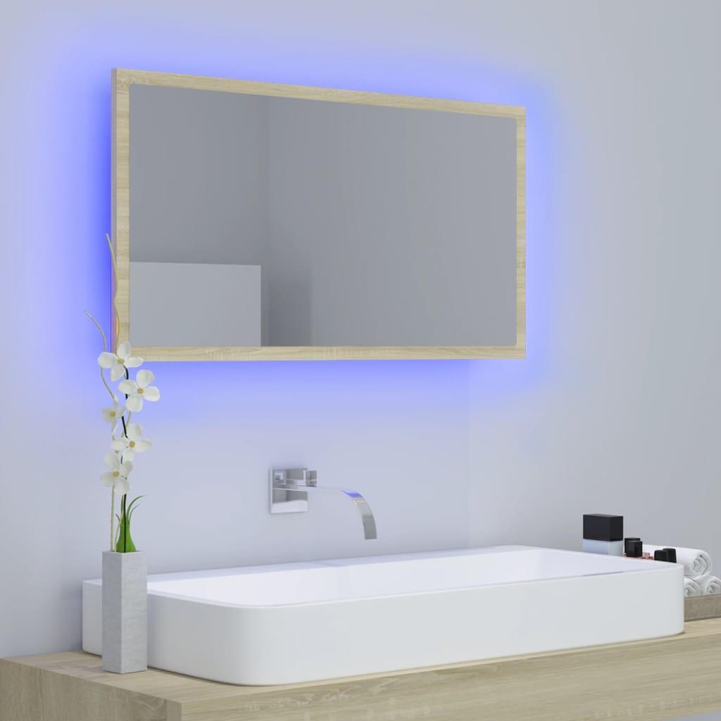 Espejo de baño acrílico color roble Sonoma 40x8,5x37 cm