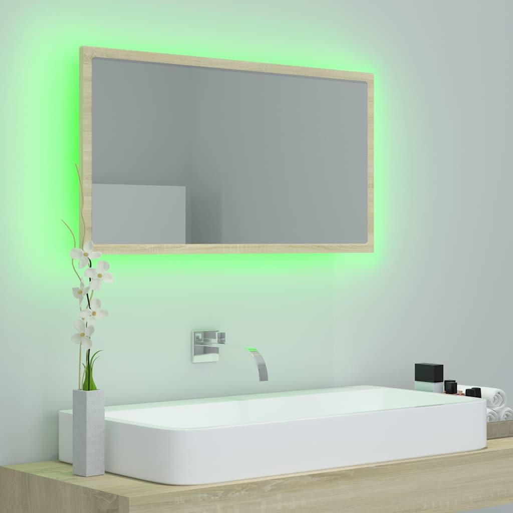 Espejo de baño acrílico color roble Sonoma 40x8,5x37 cm