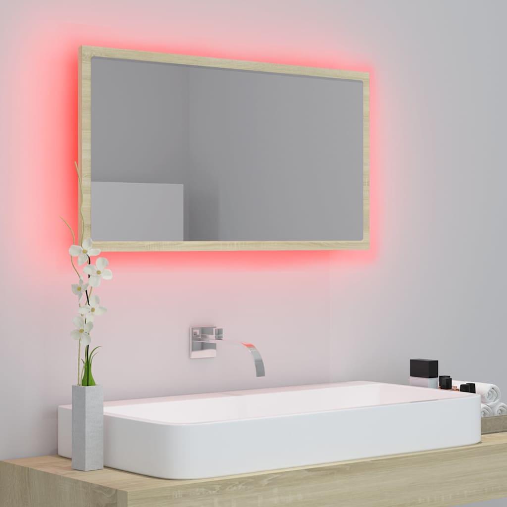 Espejo de baño acrílico color roble Sonoma 40x8,5x37 cm