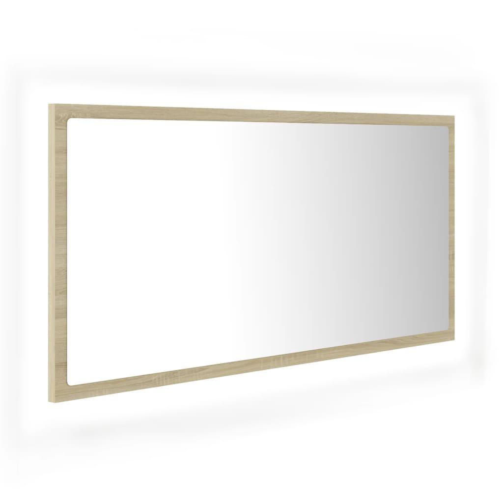 Espejo de baño LED acrílico color roble Sonoma 100x8,5x37 cm
