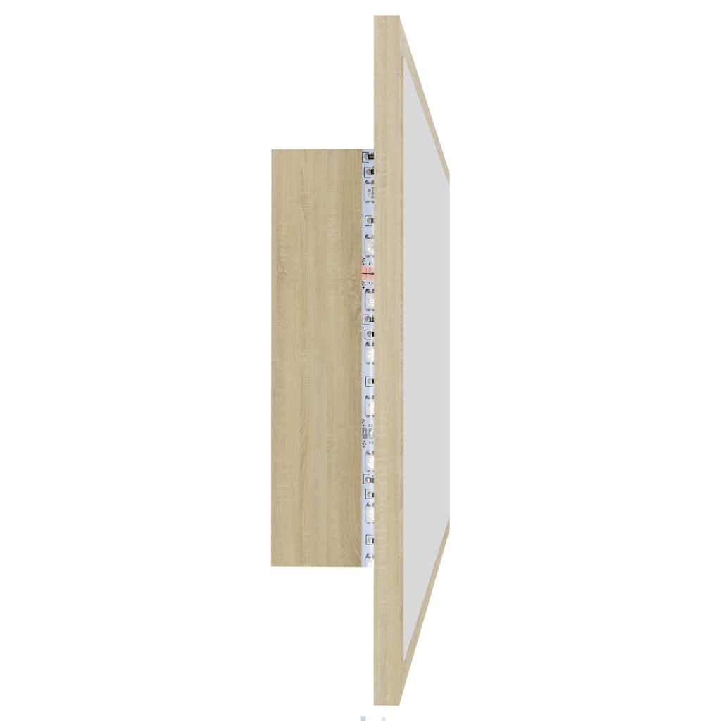 Espejo de baño LED acrílico color roble Sonoma 100x8,5x37 cm