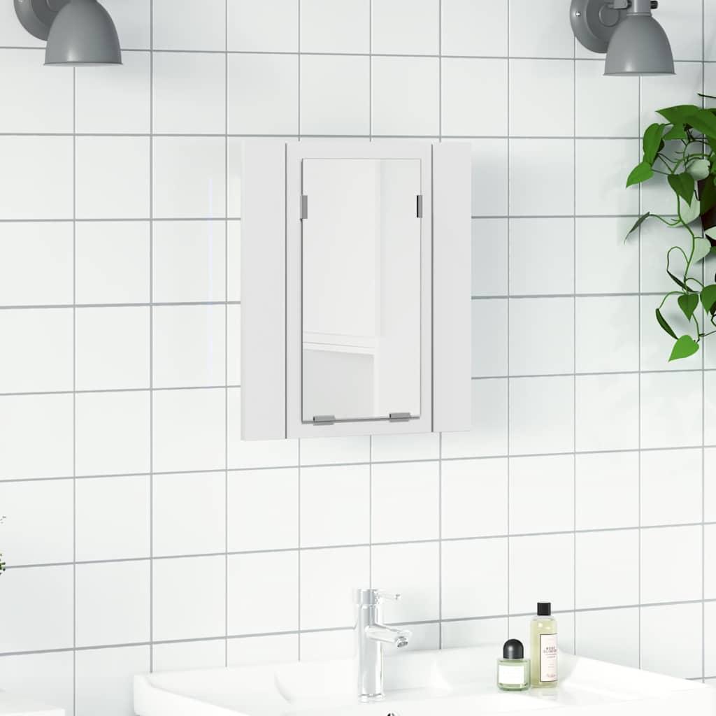 Armario espejo de baño con luz LED acrílico blanco 100x12x45 cm