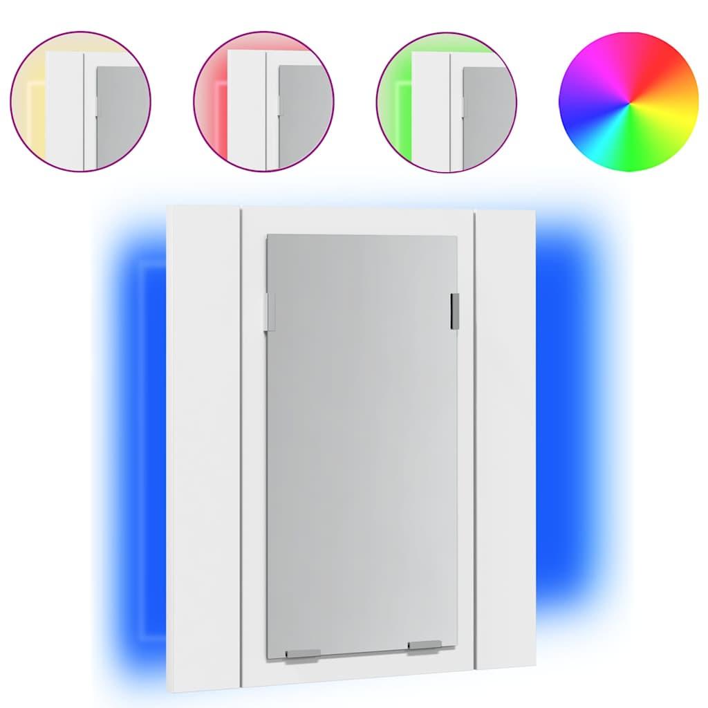 Armario espejo de baño con luz LED acrílico blanco 100x12x45 cm