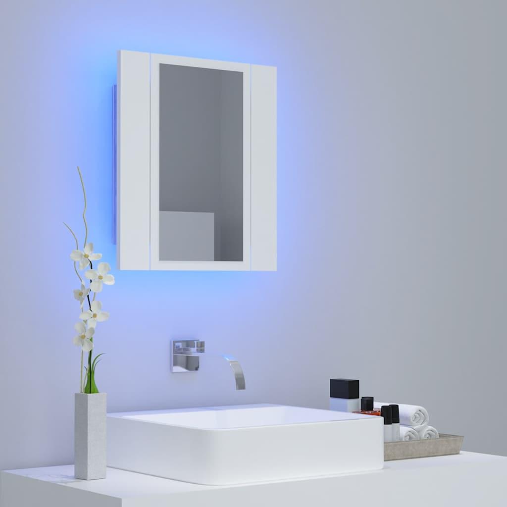 Armario espejo de baño con luz LED acrílico blanco 100x12x45 cm