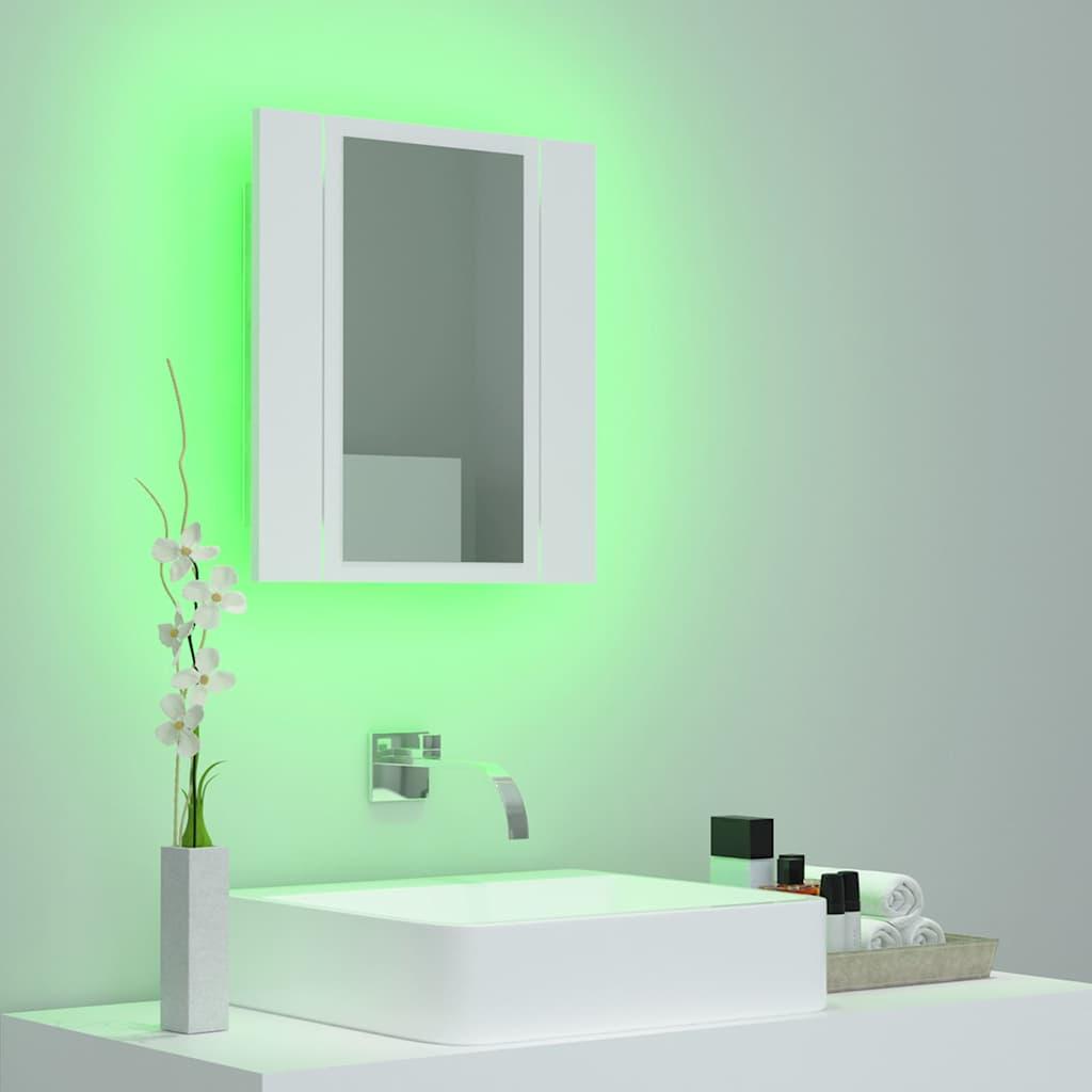 Armario espejo de baño con luz LED acrílico blanco 100x12x45 cm