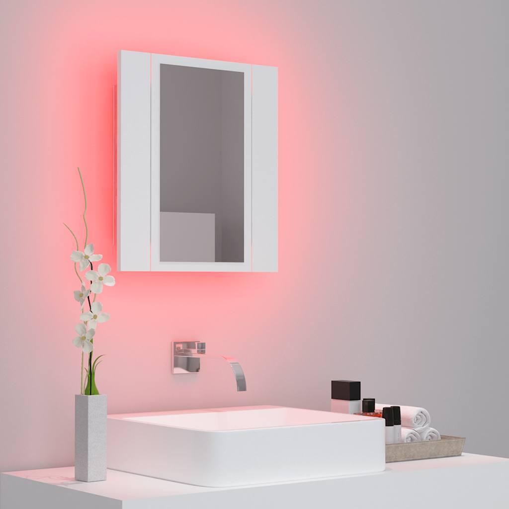 Armario espejo de baño con luz LED acrílico blanco 100x12x45 cm