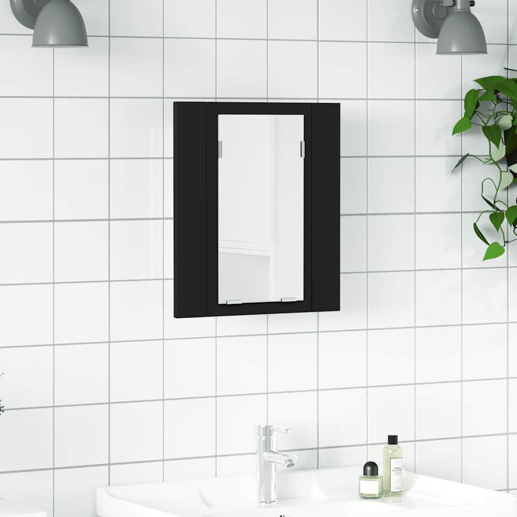 Armario espejo de baño con luz LED acrílico blanco 100x12x45 cm