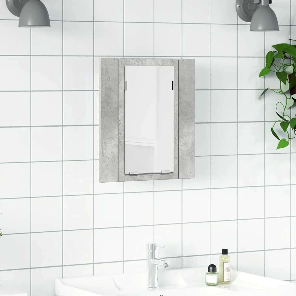 Armario espejo baño luz LED acrílico gris hormigón