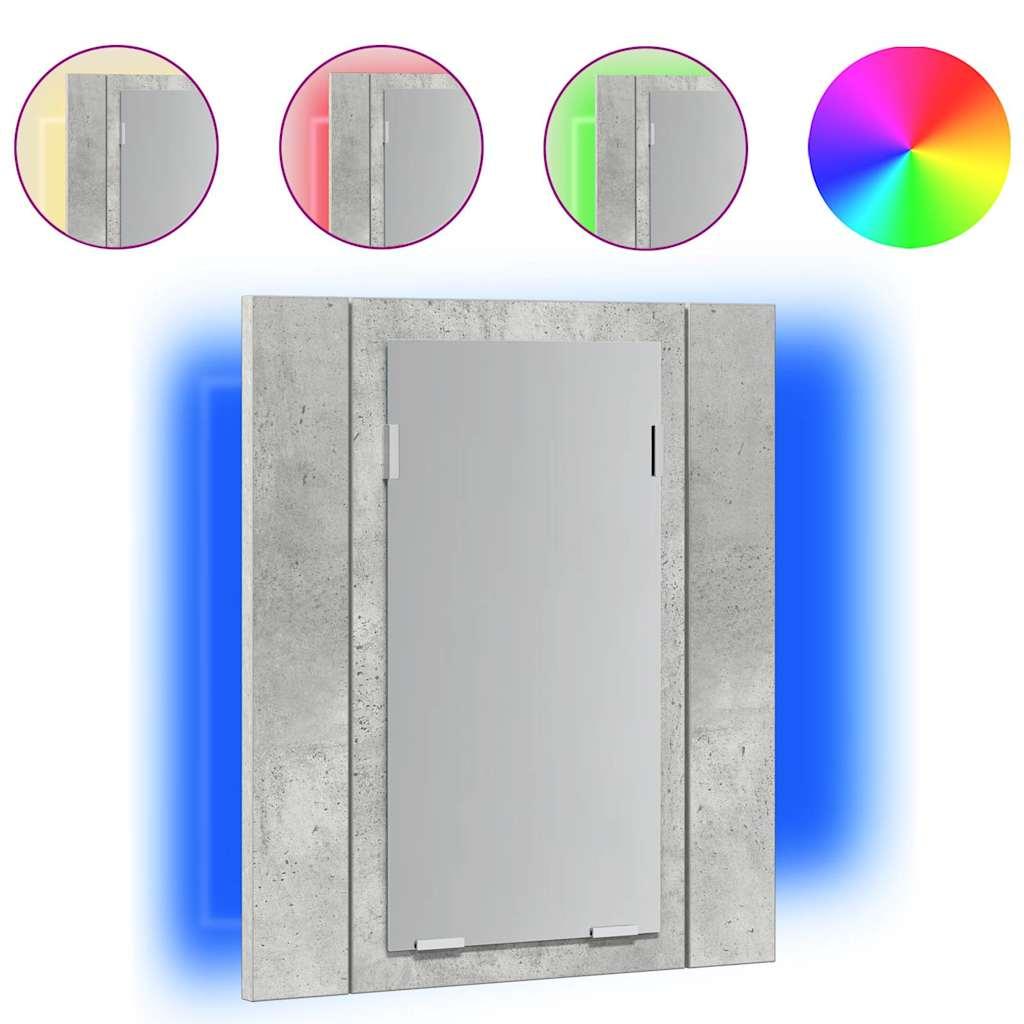 Armario espejo baño luz LED acrílico gris hormigón