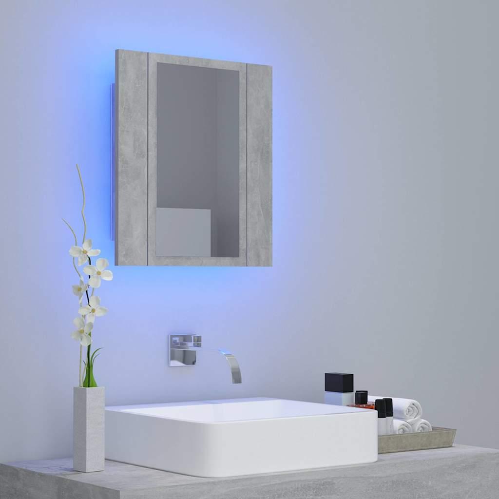 Armario espejo baño luz LED acrílico gris hormigón
