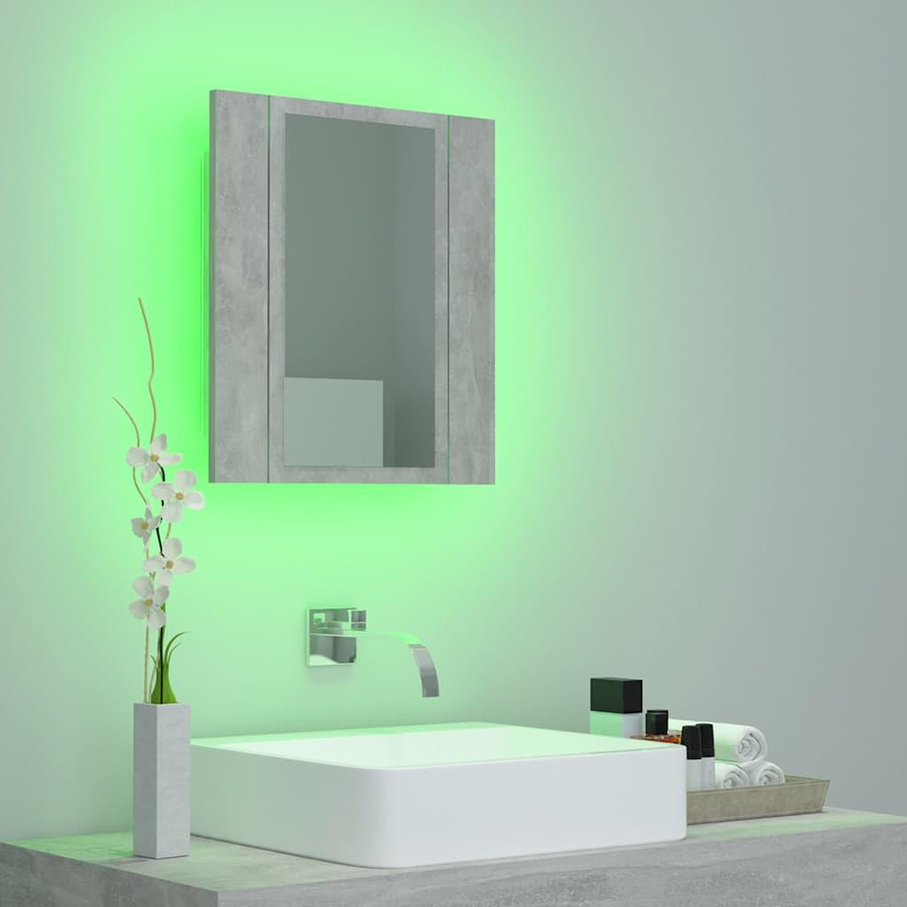 Armario espejo baño luz LED acrílico gris hormigón