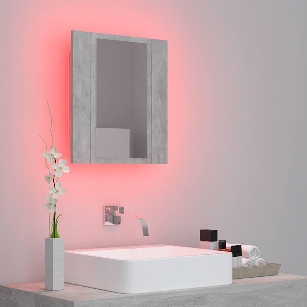 Armario espejo baño luz LED acrílico gris hormigón