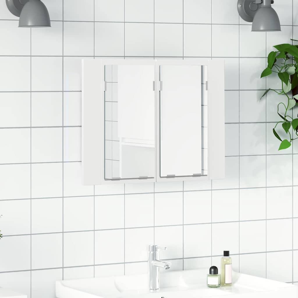Armario espejo de baño con luz LED acrílico blanco 100x12x45 cm
