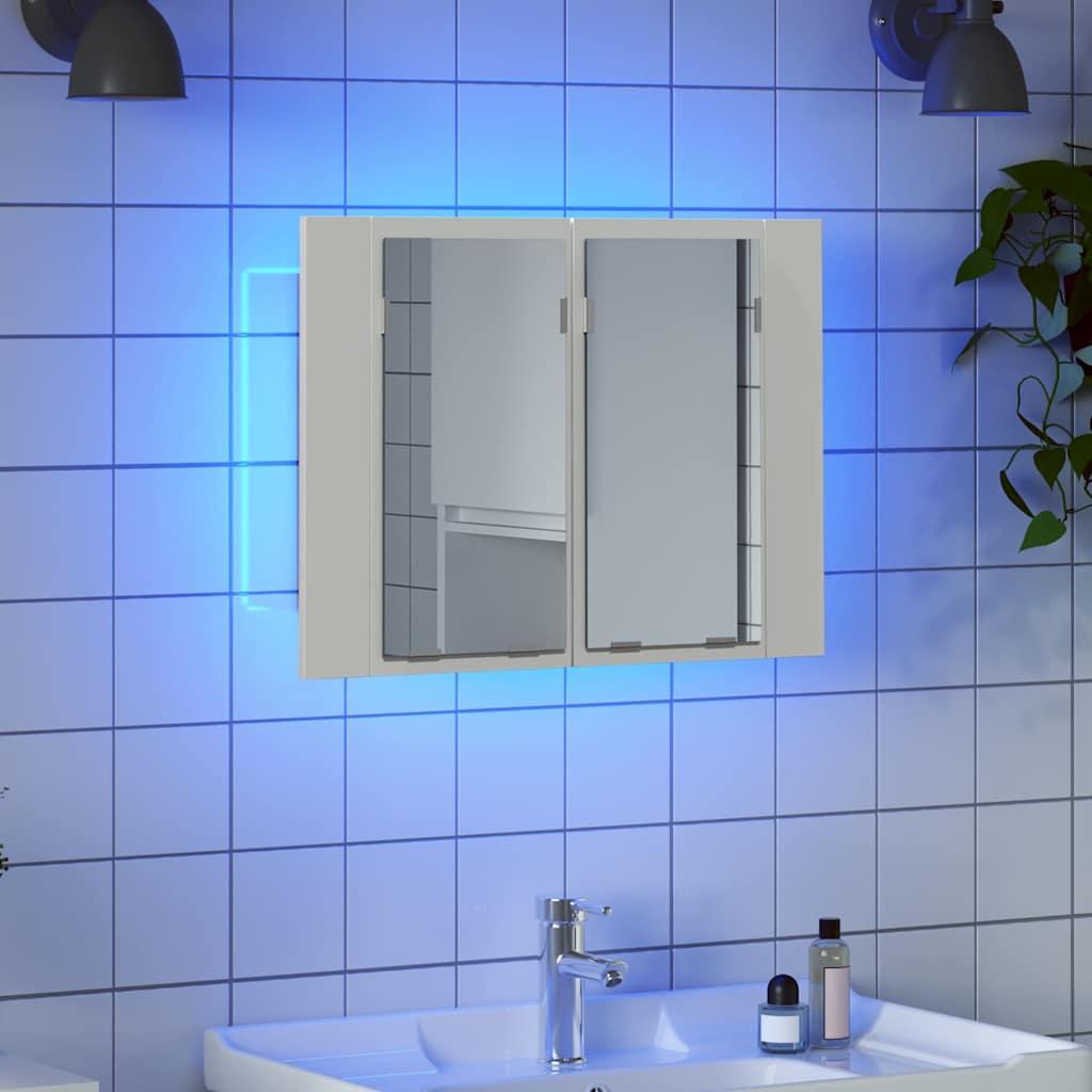 Armario espejo de baño con luz LED acrílico blanco 100x12x45 cm