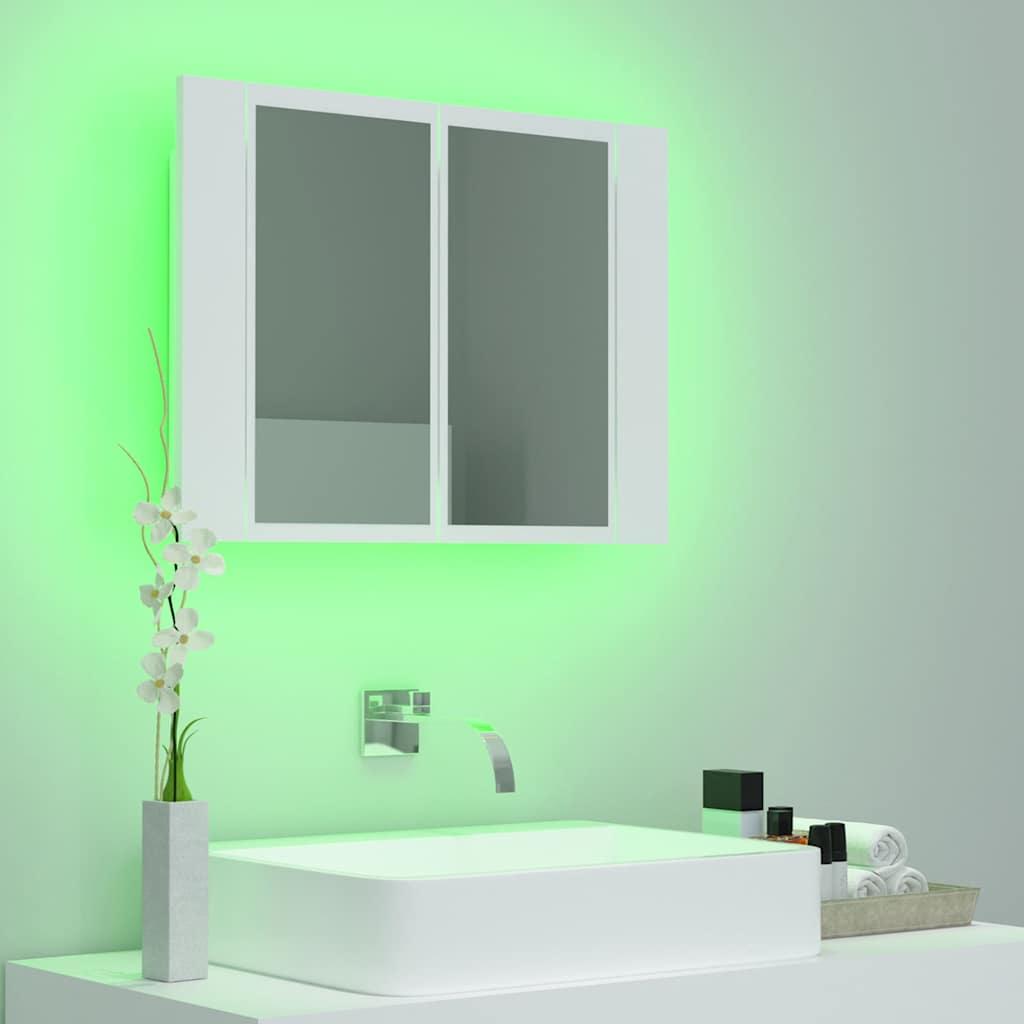 Armario espejo de baño con luz LED acrílico blanco 100x12x45 cm