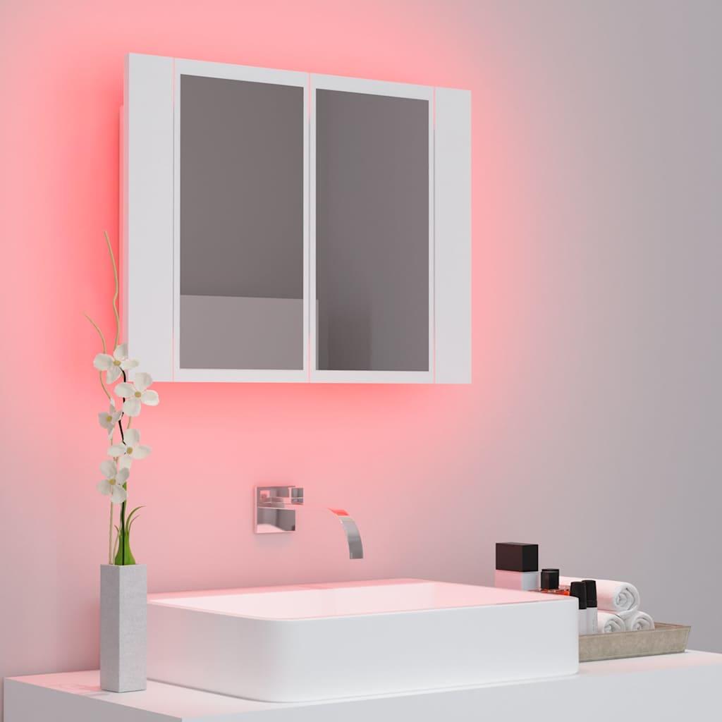 Armario espejo de baño con luz LED acrílico blanco 100x12x45 cm