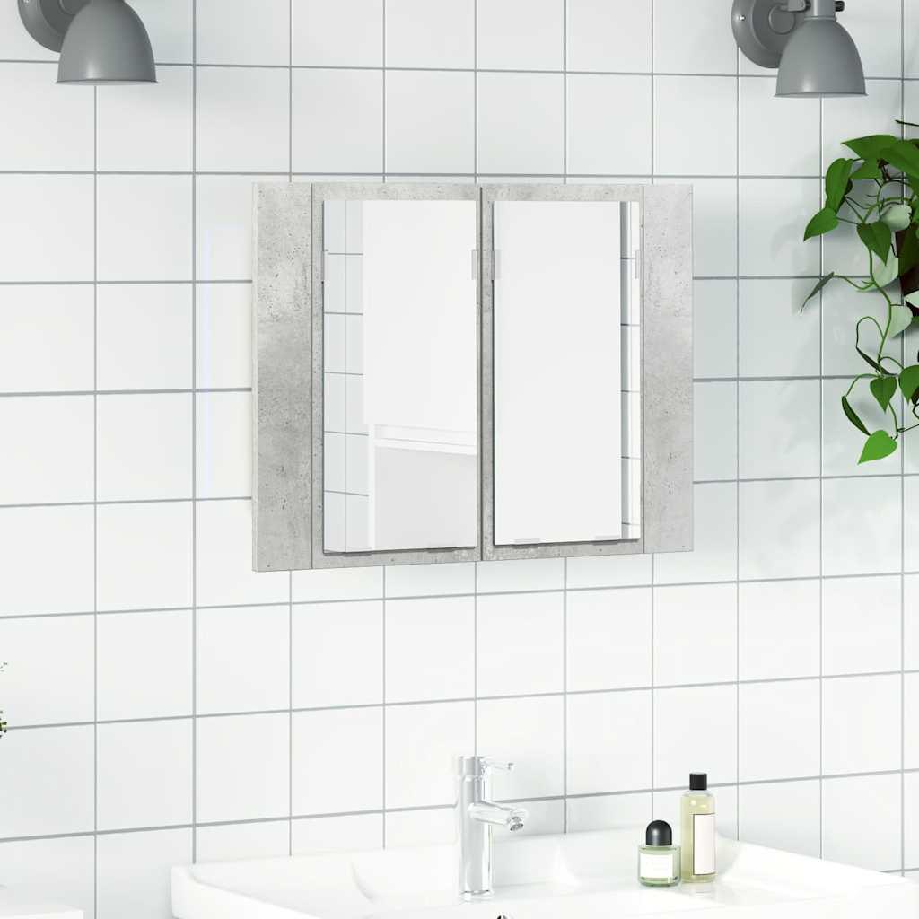 Armario espejo baño luz LED acrílico gris hormigón