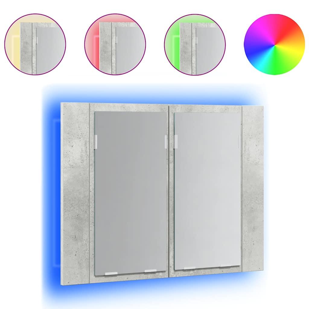 Armario espejo baño luz LED acrílico gris hormigón