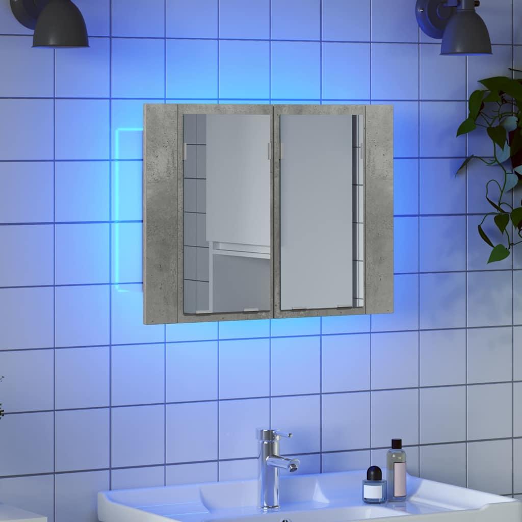 Armario espejo baño luz LED acrílico gris hormigón