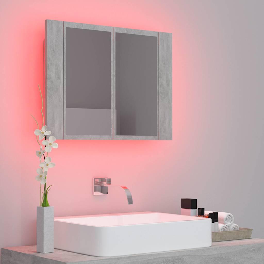 Armario espejo baño luz LED acrílico gris hormigón