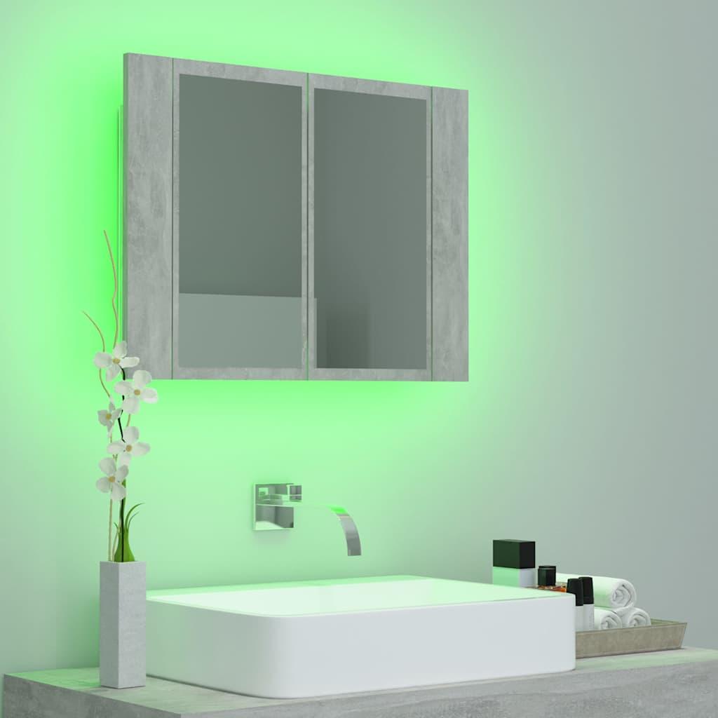 Armario espejo baño luz LED acrílico gris hormigón