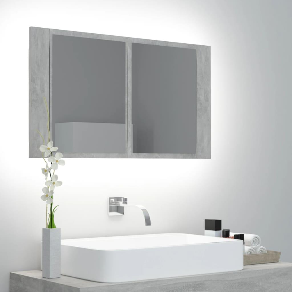 Armario espejo baño luz LED acrílico gris hormigón