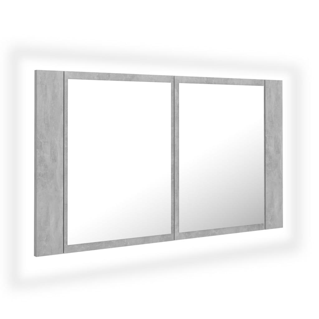 Armario espejo baño luz LED acrílico gris hormigón